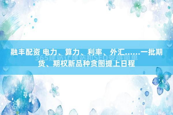 融丰配资 电力、算力、利率、外汇......一批期货、期权新品种贪图提上日程