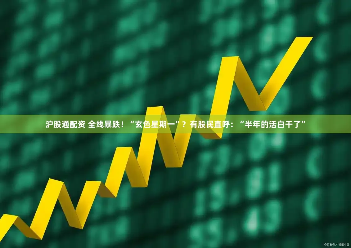 沪股通配资 全线暴跌！“玄色星期一”？有股民直呼：“半年的活白干了”
